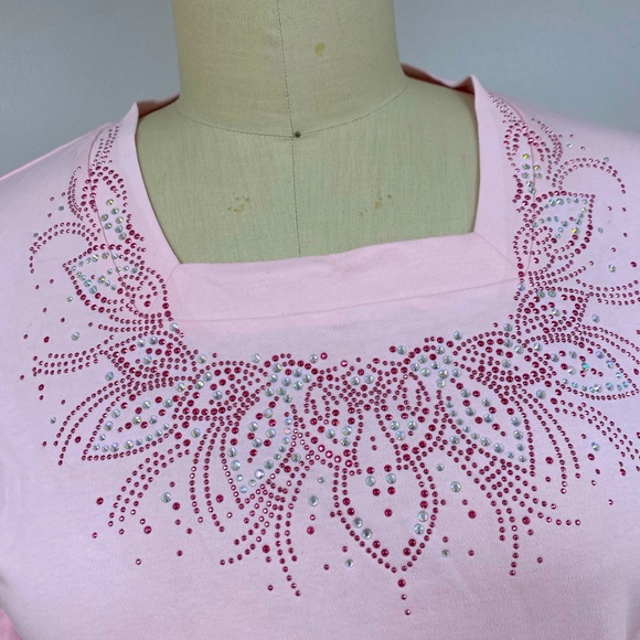 Rhinestone Collar 3/4 length top L - Picture 1 of 8